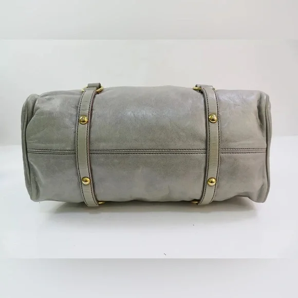 SOLD!!  MIU MIU Bow Bag Grey Leather Large 2-Way Shoulder Bag Crossbody Authen - Picture 5 of 13